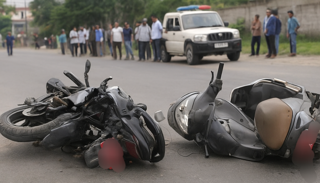 गैडाकोटमा मोटरसाइकल र स्कुटर ठक्कर, दुई जना घाइते