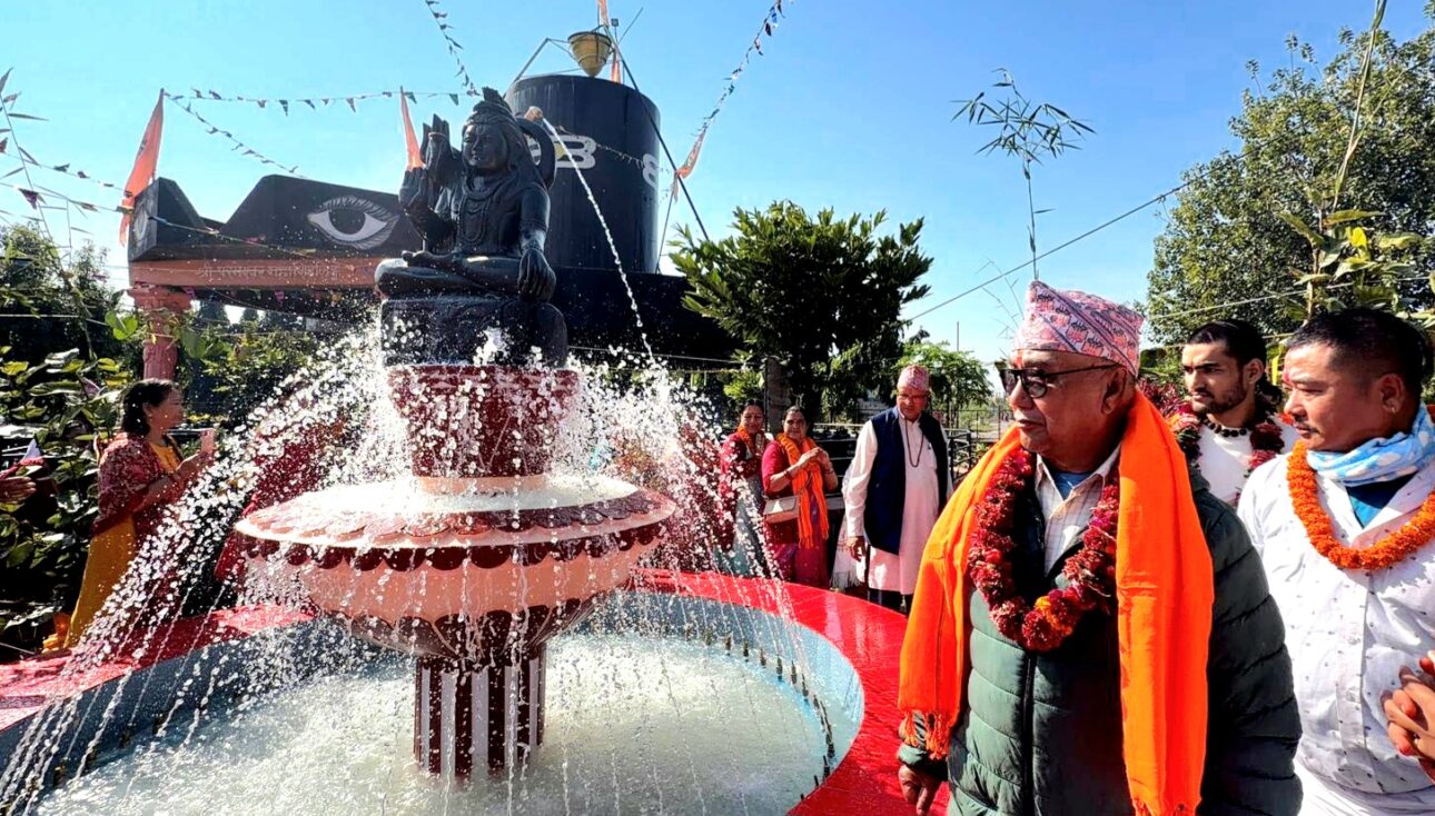 हरिहर मन्दिरमा शिव मूर्ति अनावरण तथा विद्युतीय फोहरा उद्घाटन