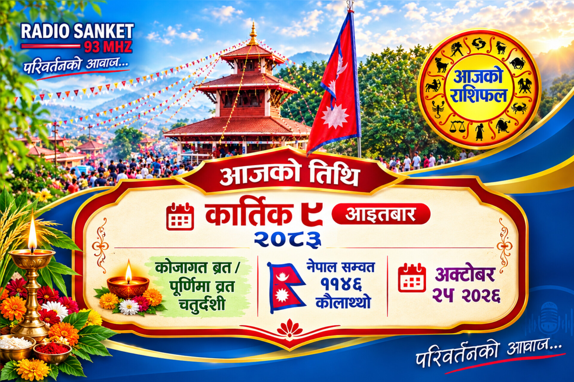 हेर्नुहोस् आजको राशिफल, मिति २०८३ कार्तिक ८ गते आइतबार